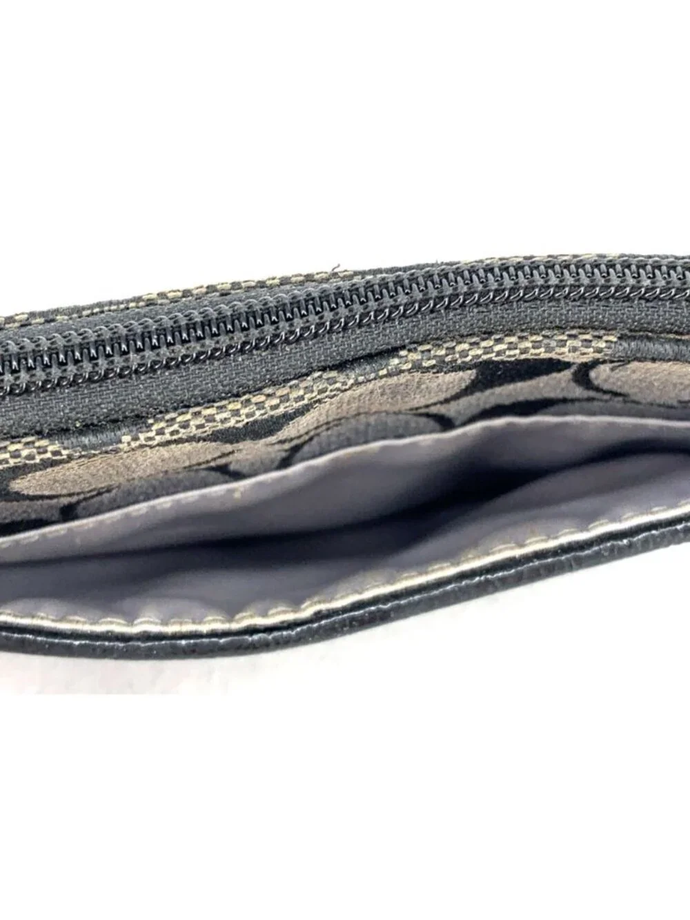 Coach Signature Wristlet Brown Canvas Brown Leather Trimming Small 6.5